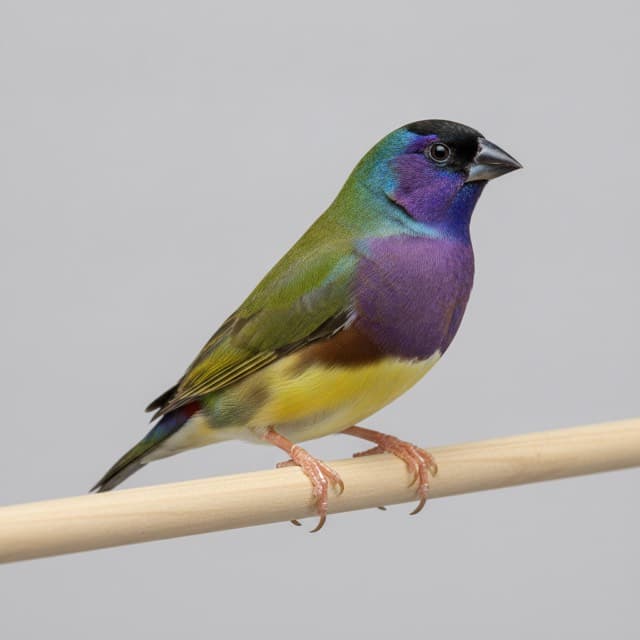 A gouldian finch in normal colouring